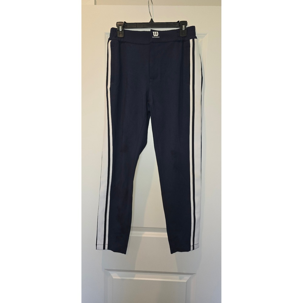 Wilson Sport Professionals Navy Blue Side Stripe Track Pants Mens Size Medium